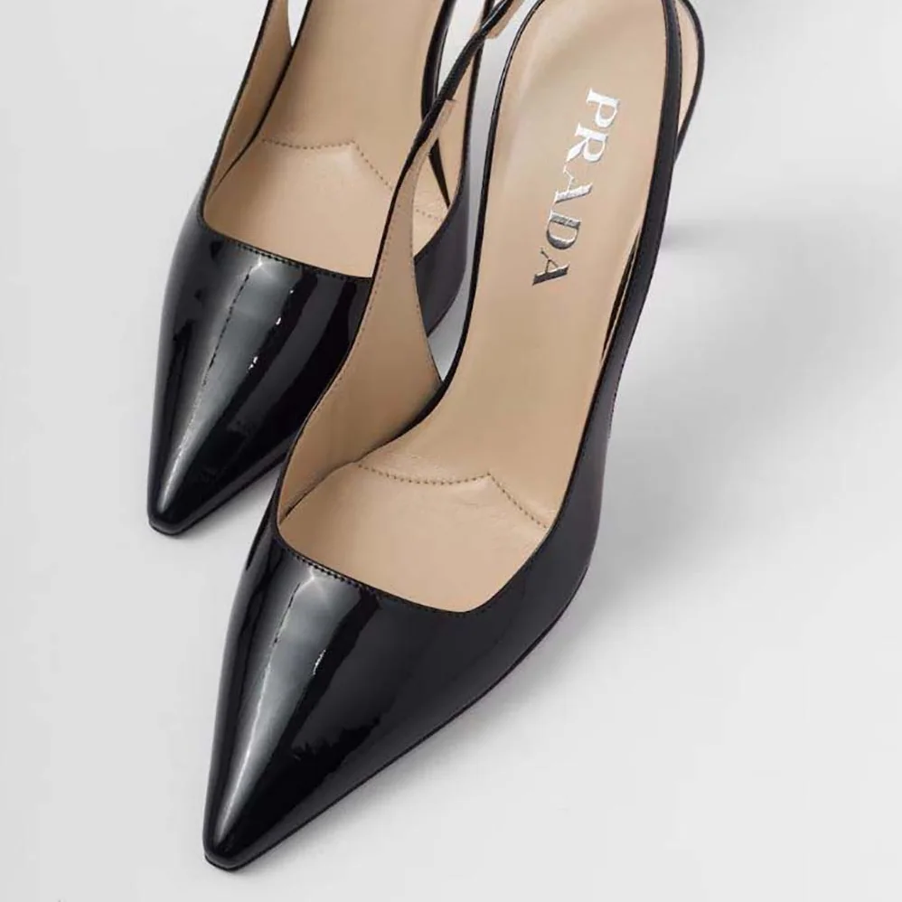 Prada Patent Leather Slingbacks for Women in Black