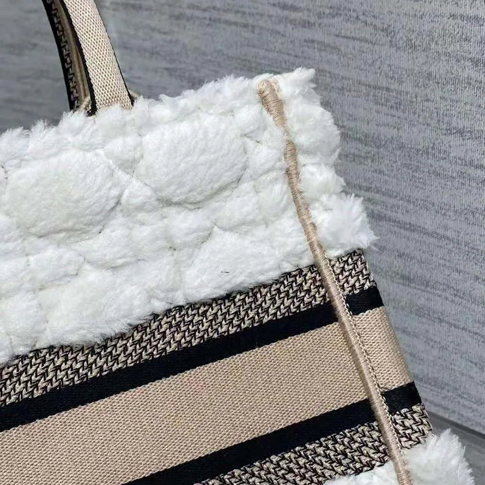 Dior Medium Dior Book Tote Ice Cannage Shearling for Women