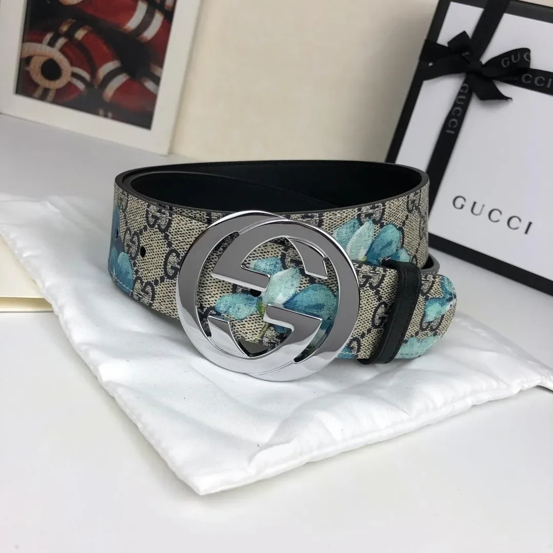 Gucci Superme Belt With Floral Embroidery Beige in Ebony Supreme Canvas