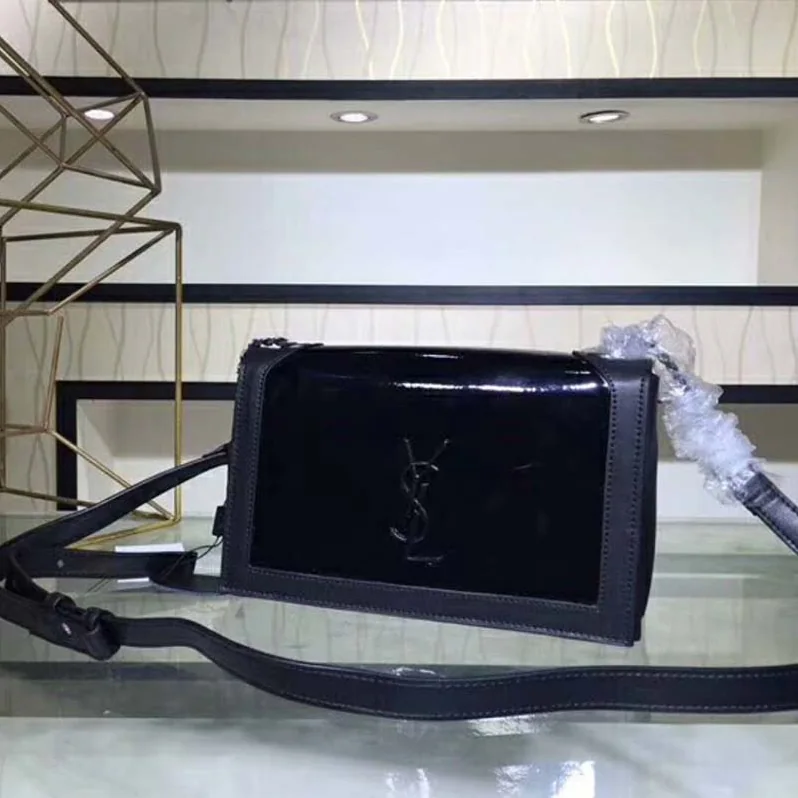 Saint Laurent YSL Book Bag in Patent Leather for Women in Black Saint Laurent YSL Book Bag in Patent Leather for Women in Black