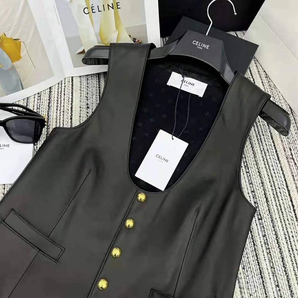 Celine Waistcoat in Soft Lambksin for Men in Black