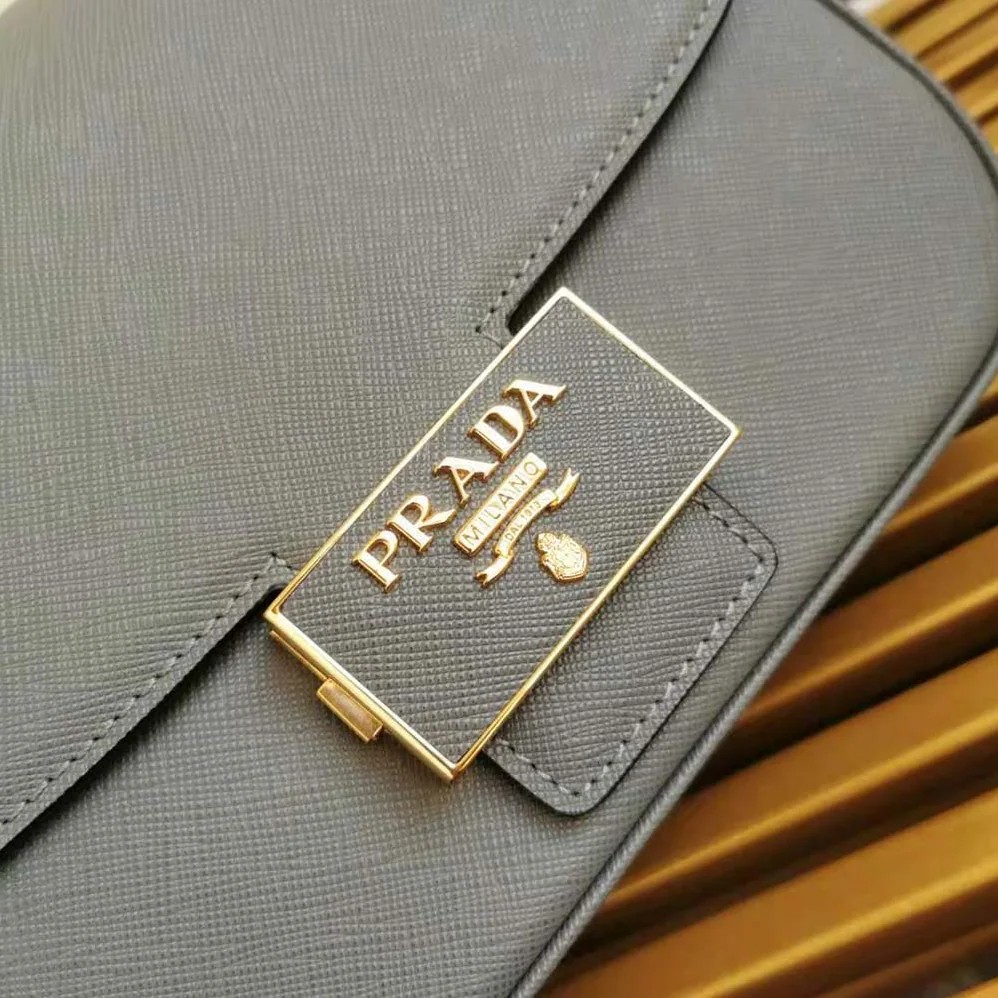 Prada Saffiano Leather Prada Embleme Bag for Women in Gray