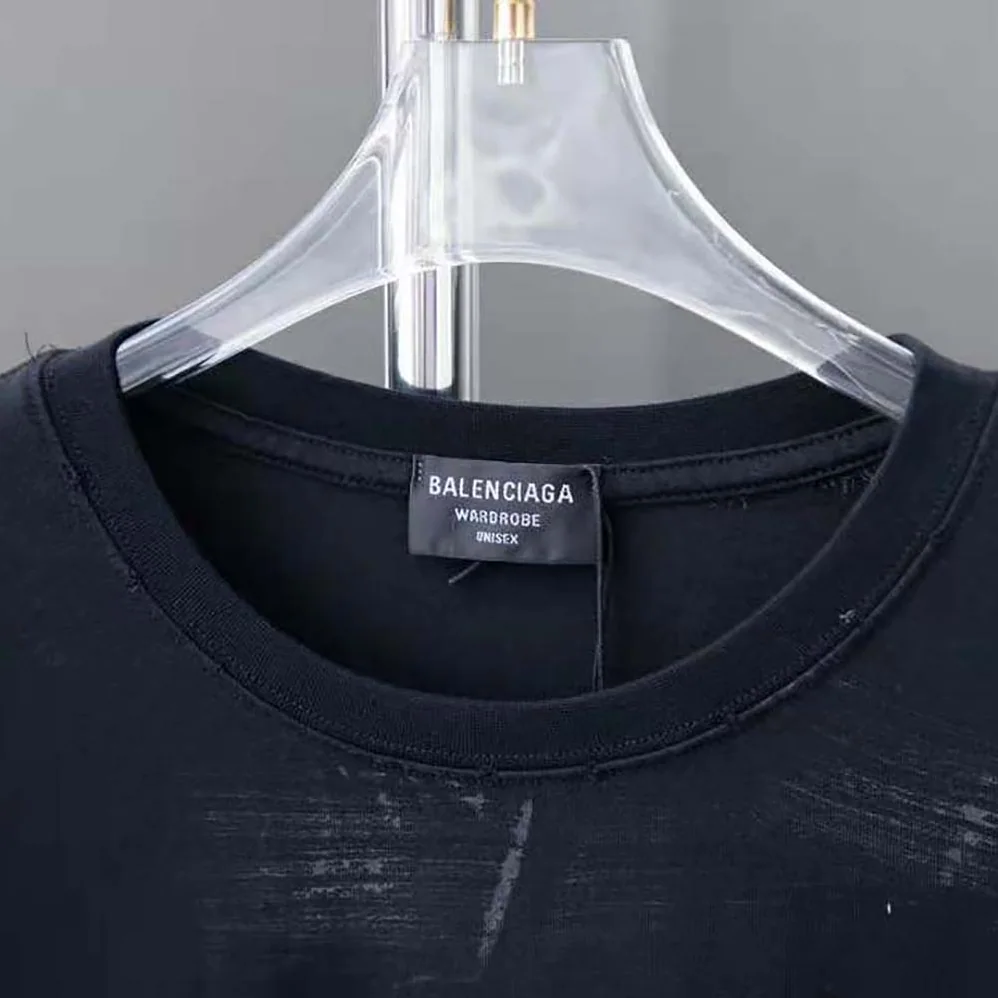 Balenciaga Paris Moon Upside Down Long Sleeve T-Shirt Oversized in Black Faded for Men Balenciaga Paris Moon Upside Down Long Sleeve T-Shirt Oversized in Black Faded for Men