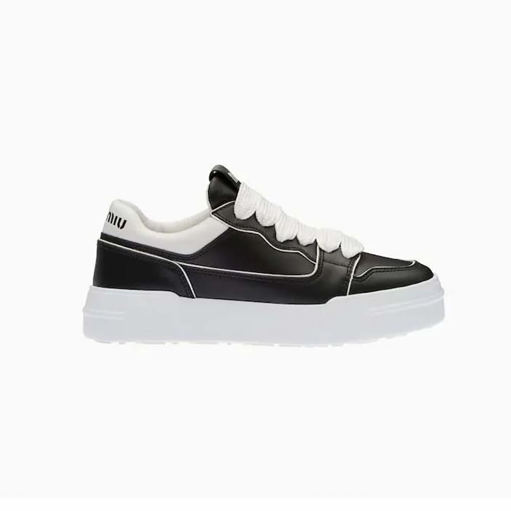 Miu Miu Leather Sneakers for Women in Black