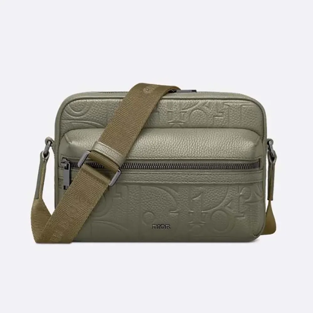 Dior Rider 2.0 Zipped Messenger Bag Khaki Dior Gravity Leather and Khaki Grained Calfskin for Men Dior Rider 2.0 Zipped Messenger Bag Khaki Dior Gravity Leather and Khaki Grained Calfskin for Men
