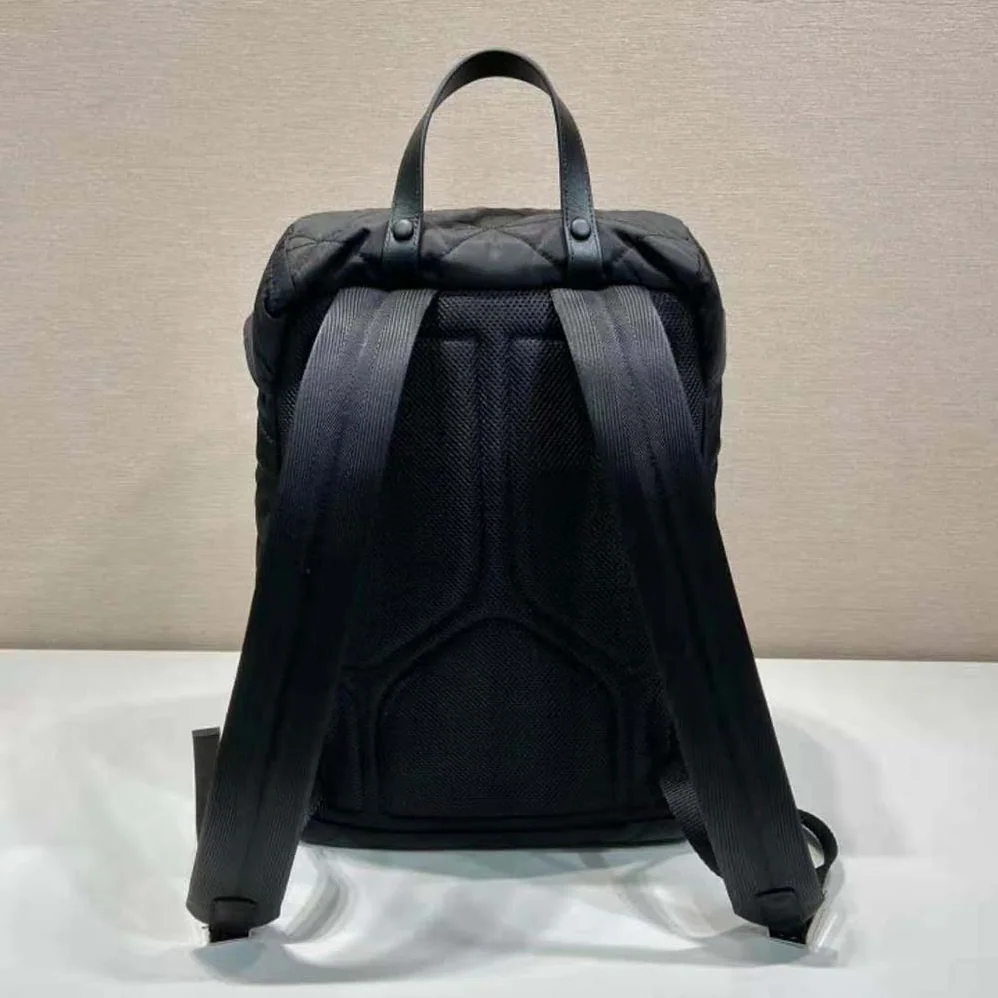 Prada Re-Nylon Backpack with Topstitching for Men in Black Prada Re-Nylon Backpack with Topstitching for Men in Black