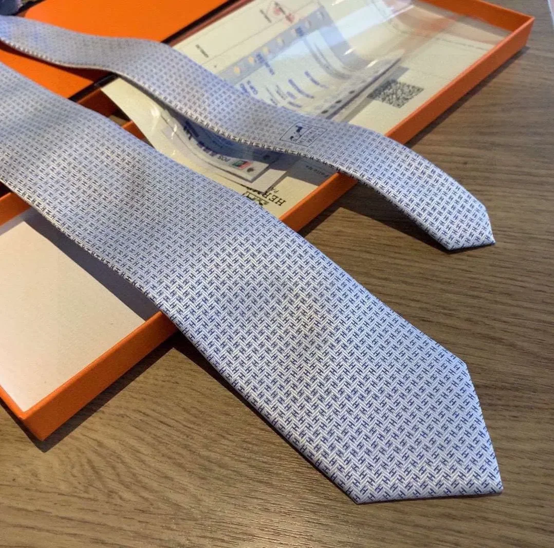 Hermes Tie 7 Faconnee New H Grey Hermes Tie 7 Faconnee New H Grey