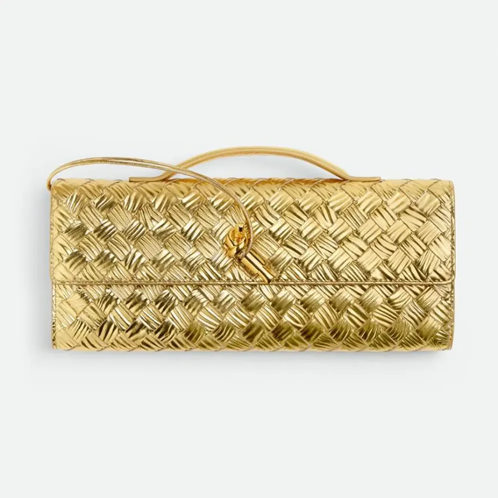 Bottega Veneta Andiamo Clutch for Women in Gold