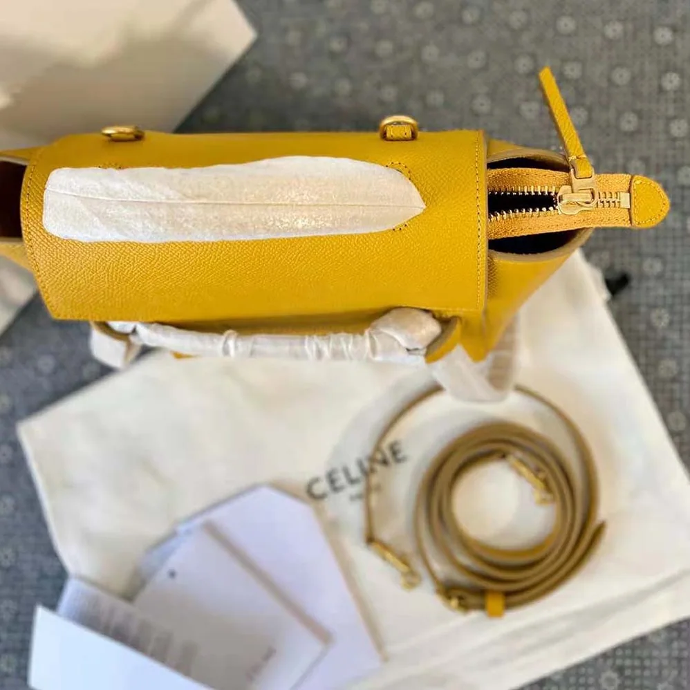 Celine Nano Belt Bag in Grained Calfskin for Women in Yellow Celine Nano Belt Bag in Grained Calfskin for Women in Yellow