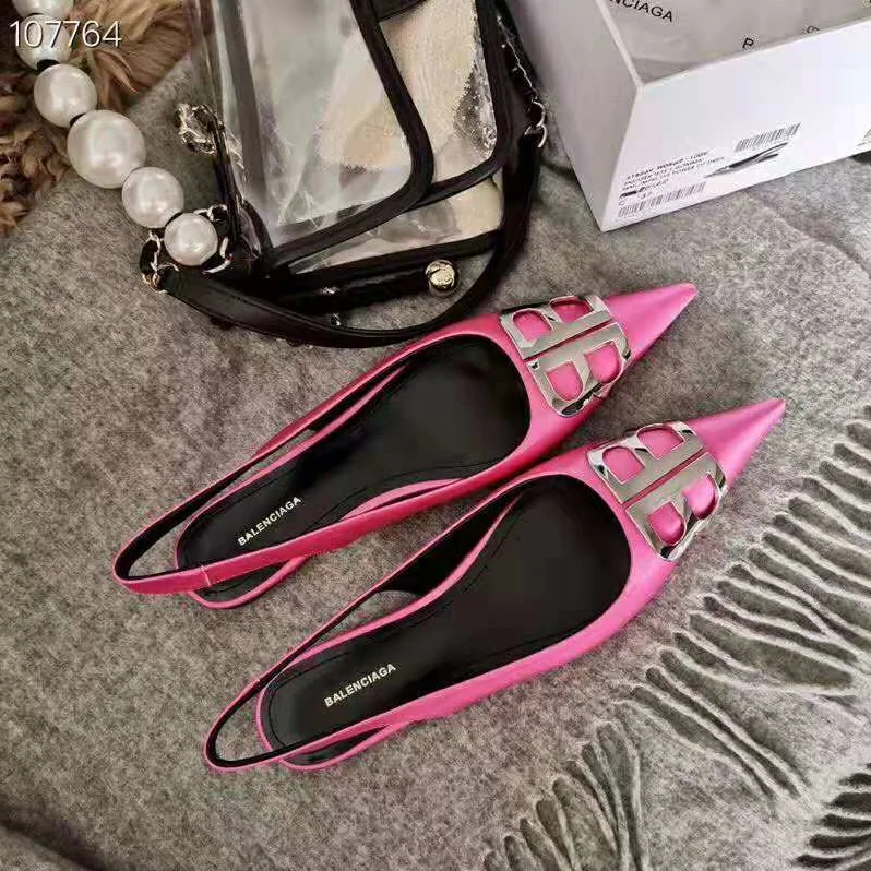 Balenciaga BB Flat Slingback Ballerina Satin 5mm Arch for Women in Rose Balenciaga BB Flat Slingback Ballerina Satin 5mm Arch for Women in Rose