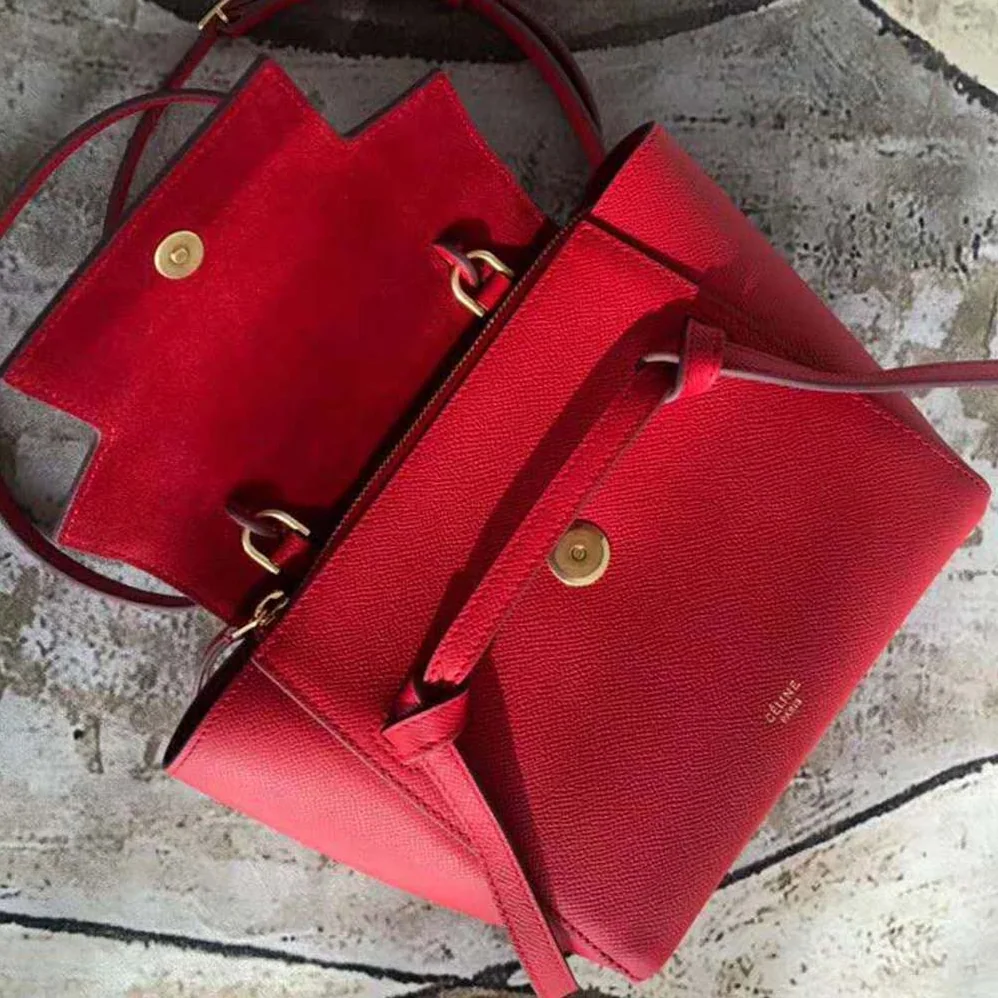 Celine Nano Belt Bag in Grained Calfskin Bag for Women in Red