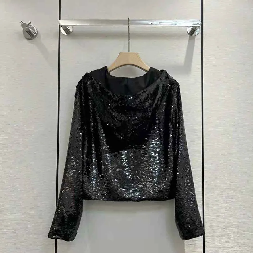 Prada Sequin for Women in Embellished Chiffon Hoodie