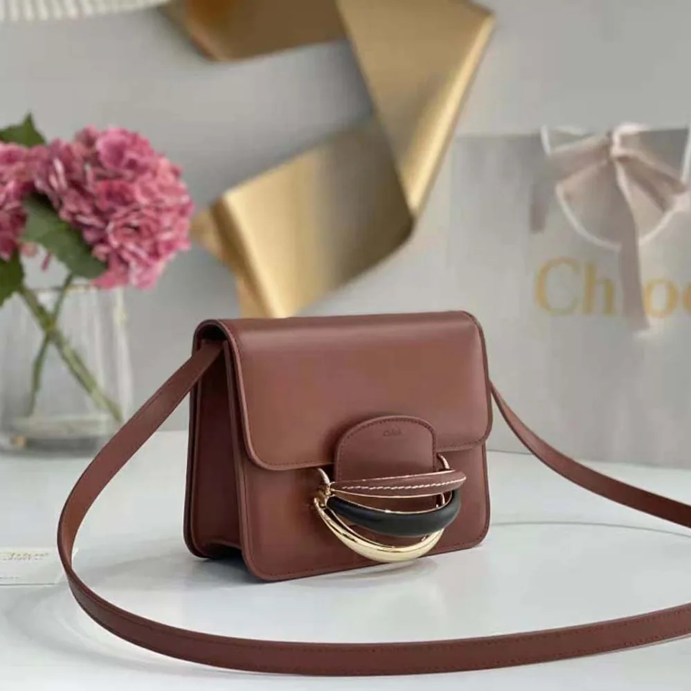 Chloe Kattie Cross-Body Bag in Shiny Calfskin for Women in Brown Chloe Kattie Cross-Body Bag in Shiny Calfskin for Women in Brown