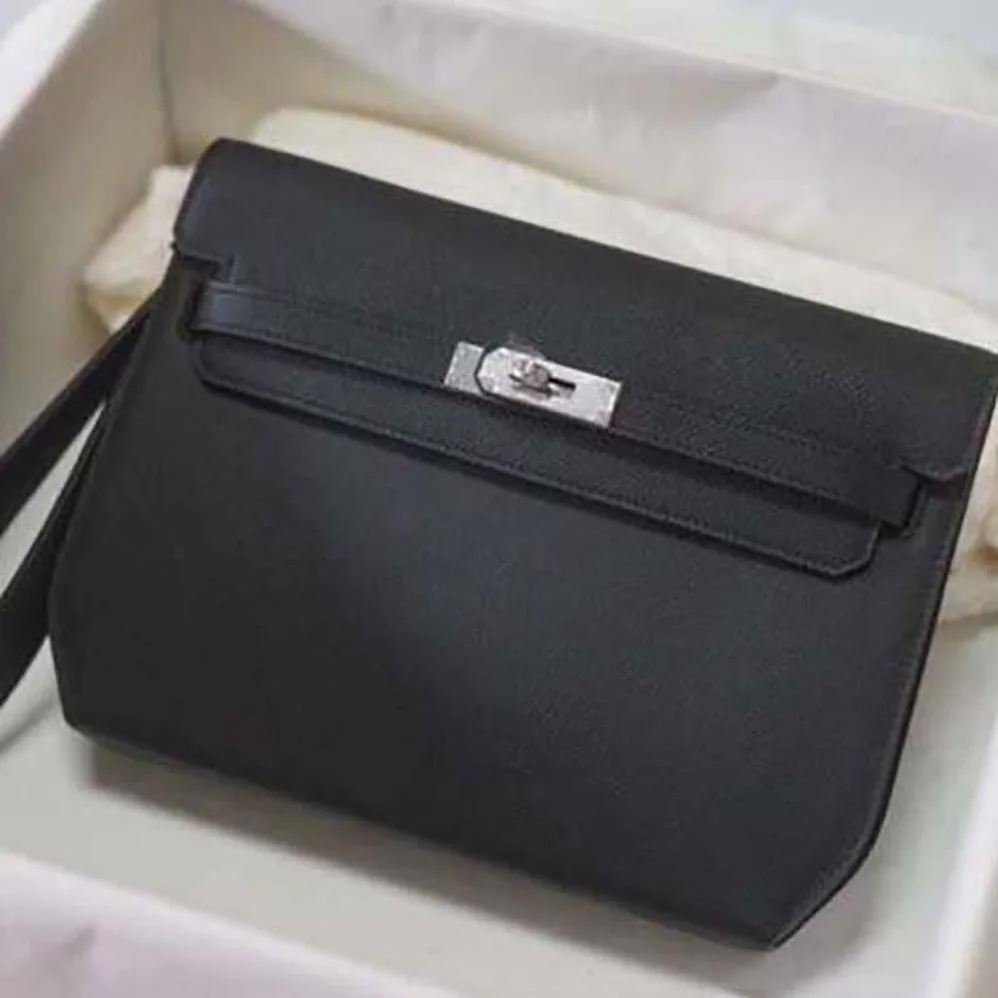 Hermes Kelly Depeches 25 Pouch for Men in Black