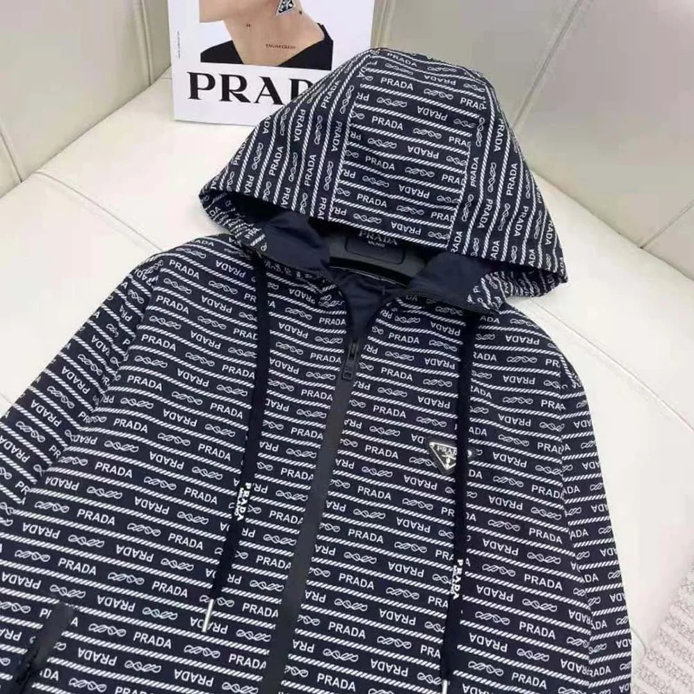 Prada Nylon Blouson Jacket for Men in Blue/White Prada Nylon Blouson Jacket for Men in Blue/White