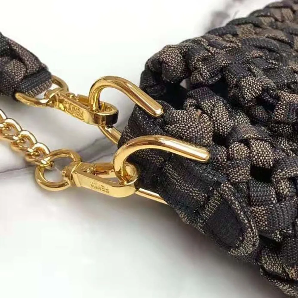 Fendi Baguette Jacquard Fabric Interlace Bag for Women in Olive Fendi Baguette Jacquard Fabric Interlace Bag for Women in Olive