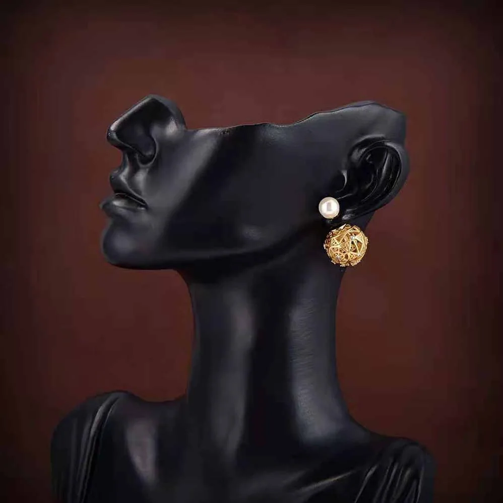 Dior Tribales Earrings Gold-Finish Metal with White Resin Pearls and Silver for Women in Tone Crystals