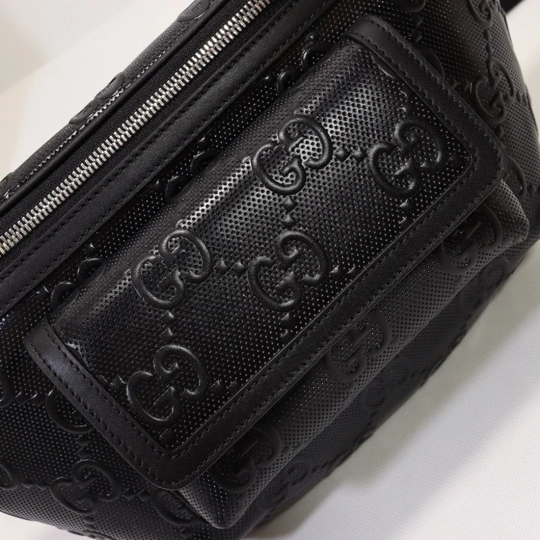 Gucci Embossed Belt Bag Black / Gucci Embossed Belt Bag Black /