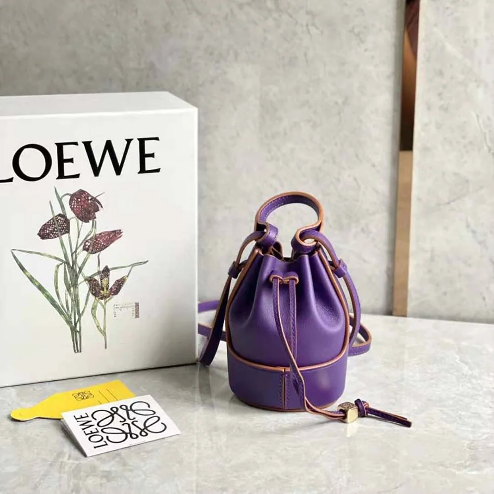 Loewe Nano Balloon Bag in Nappa and Calfskin for Women in Purple Loewe Nano Balloon Bag in Nappa and Calfskin for Women in Purple