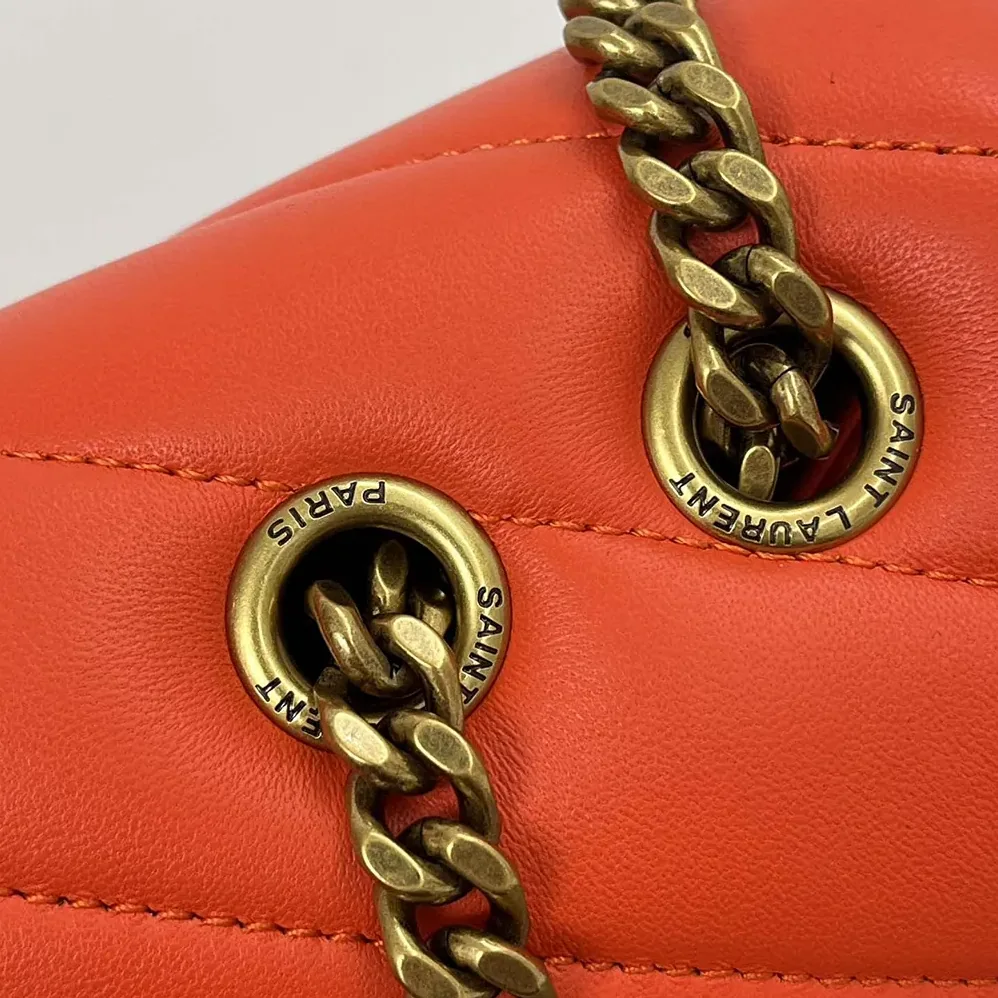 Saint Laurent YSL Loulou Medium in Matelasse Lambskin for Women in Orange Saint Laurent YSL Loulou Medium in Matelasse Lambskin for Women in Orange
