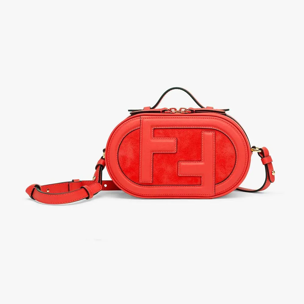 Fendi Mini Camera Case Red Leather and Suede Mini for Women in Bag