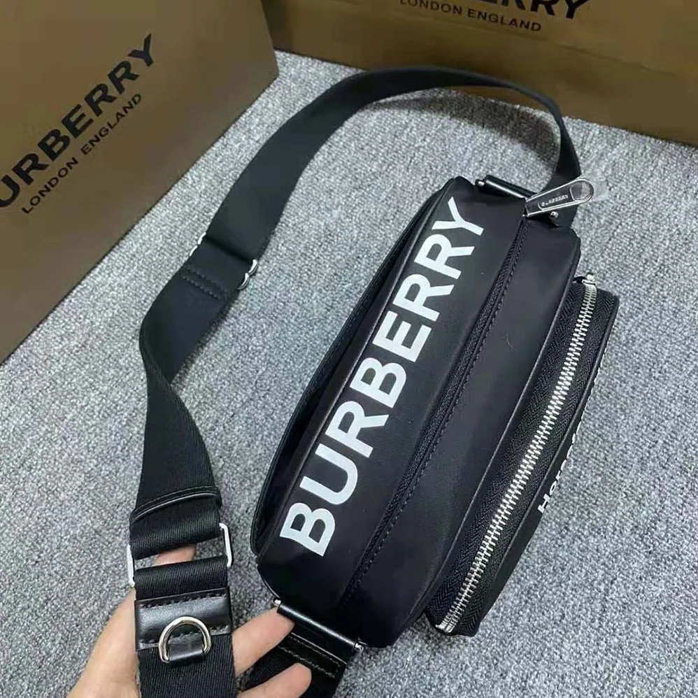 Burberry Coordinates Print Nylon Crossbody Bag for Men in Black Burberry Coordinates Print Nylon Crossbody Bag for Men in Black