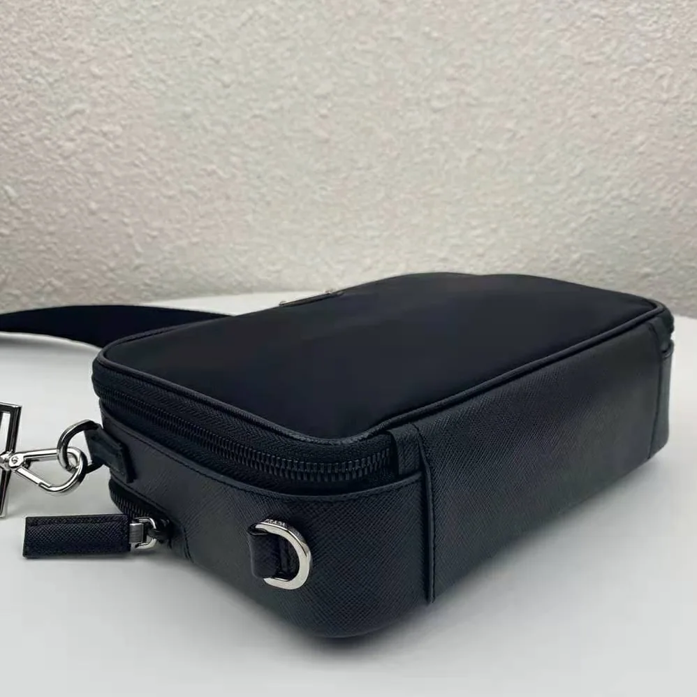 Prada Brique Saffiano Leather Cross-Body Bag for Men in Black