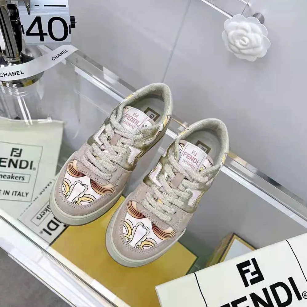 Fendi Match Fendace Printed Pink Satin Low for Unisex in Tops