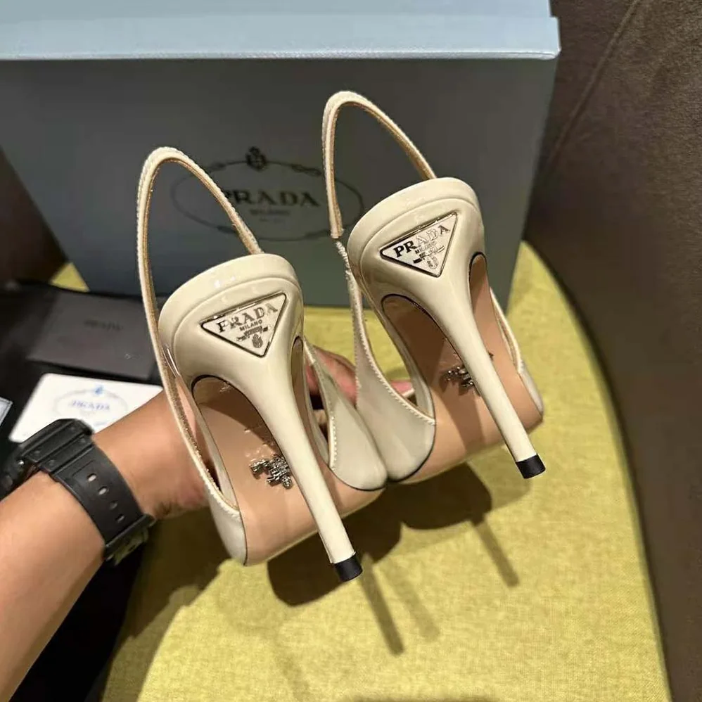 Prada Patent Leather Slingbacks for Women in White