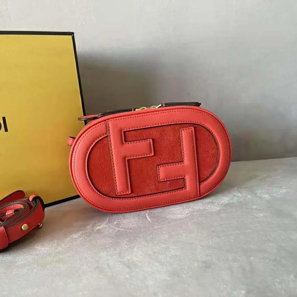 Fendi Mini Camera Case Red Leather and Suede Mini for Women in Bag