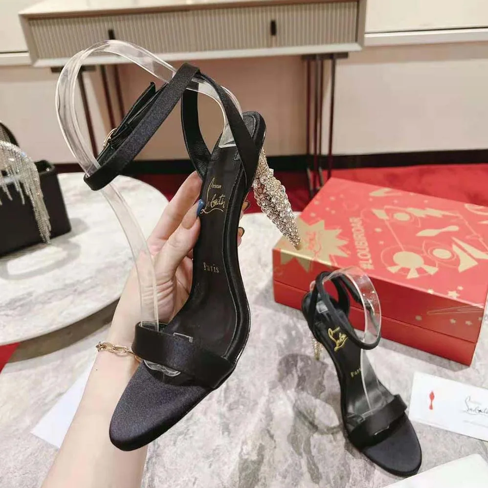 Christian Louboutin Lipstrass Queen 100 mm Heel Height for Women in Black Christian Louboutin Lipstrass Queen 100 mm Heel Height for Women in Black