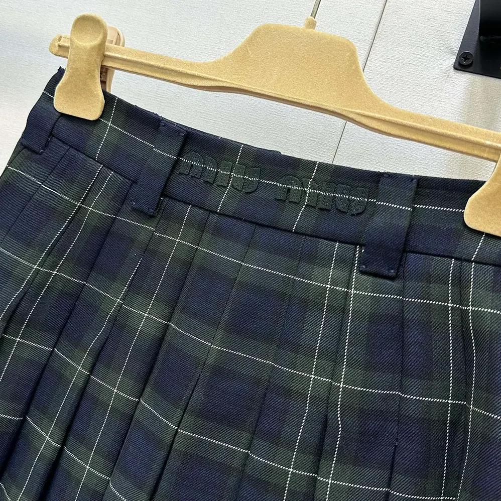 Miu Miu Pleated Tartan Miniskirt for Women