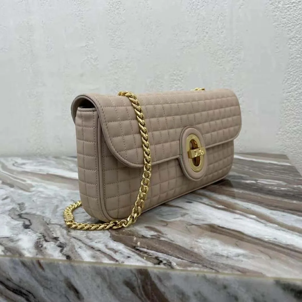 Celine Medium Chain Sulky Bag in Quilted Lambskin for Women in Sandy Celine Medium Chain Sulky Bag in Quilted Lambskin for Women in Sandy