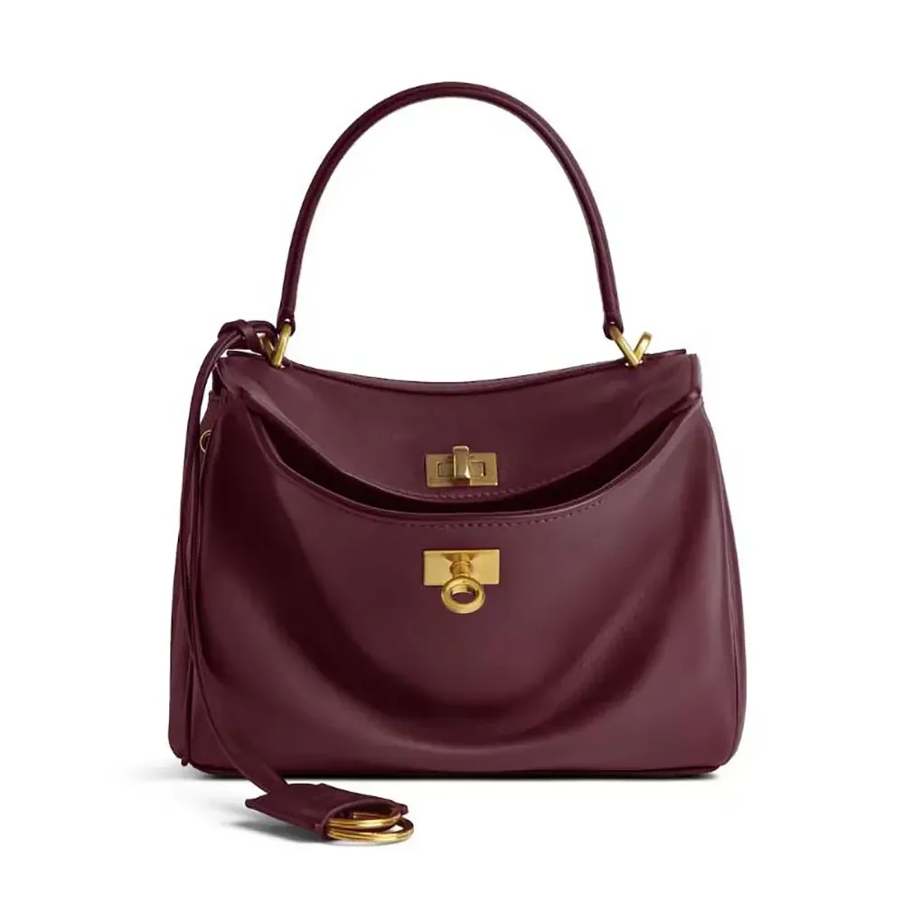 Balenciaga Rodeo Mini Handbag in Dark Burgundy Smooth Calfskin for Women