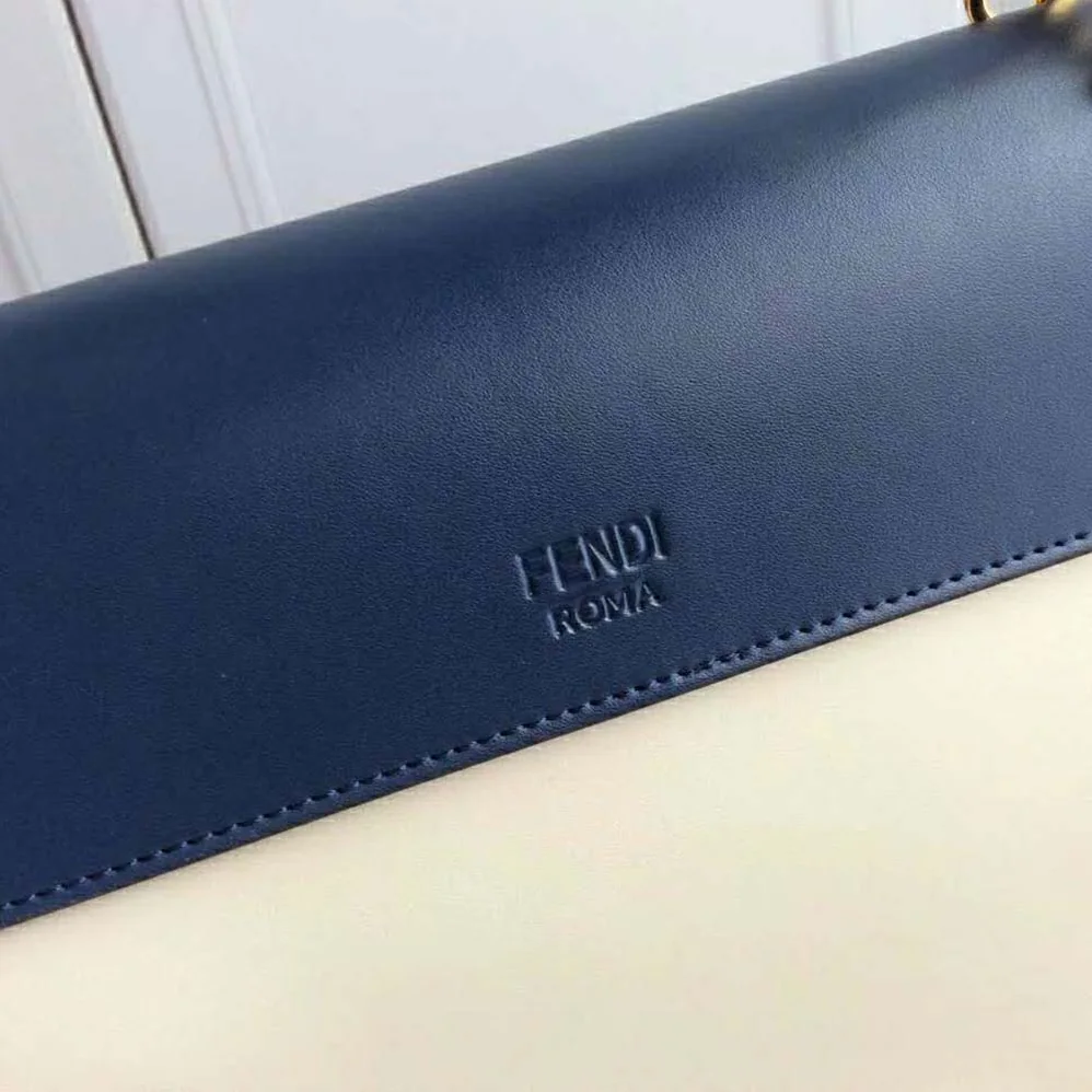 Fendi Kan I F Pale Blue Leather Bag with Exotic Details for Women Fendi Kan I F Pale Blue Leather Bag with Exotic Details for Women