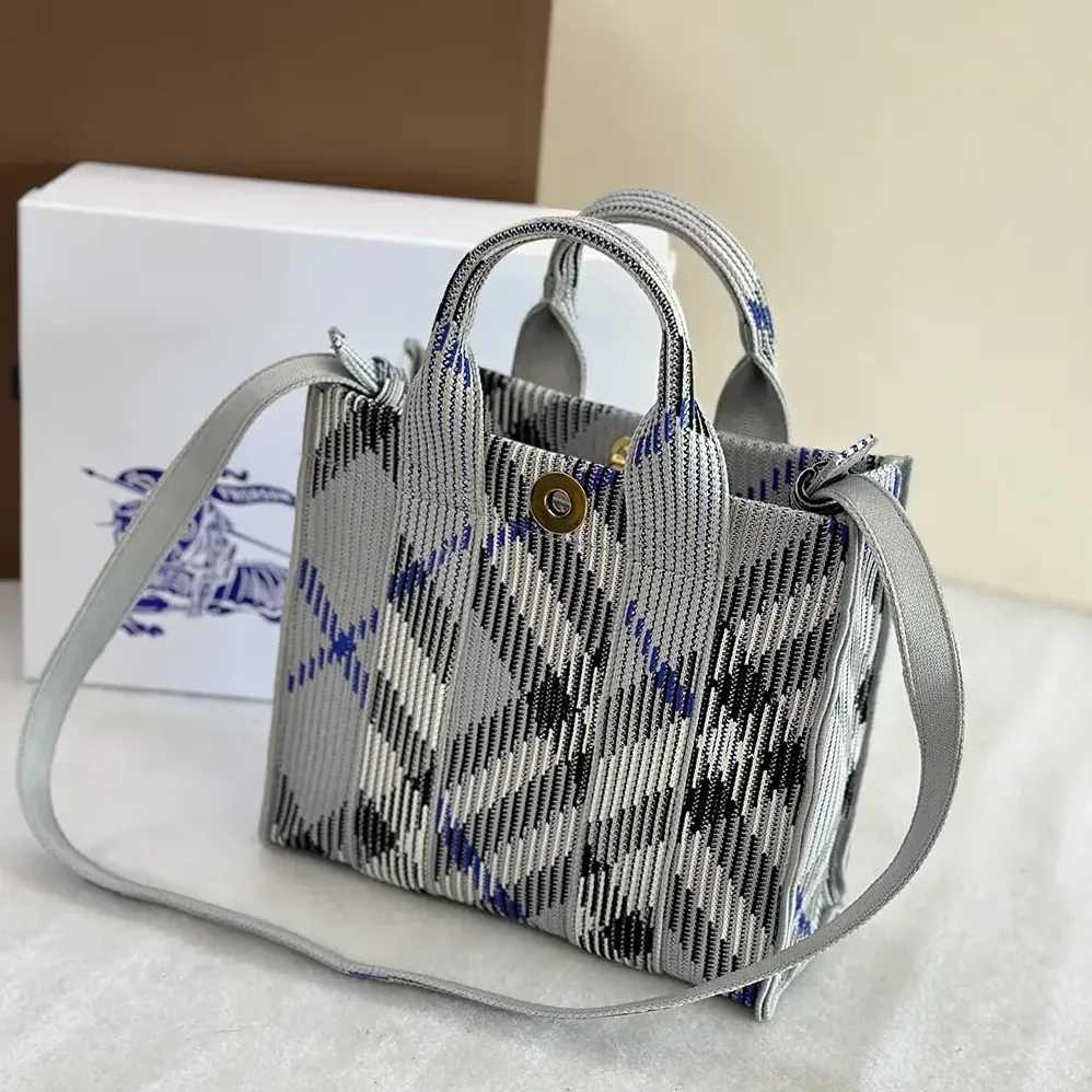 Burberry Small Check Knitted Tote for Women
