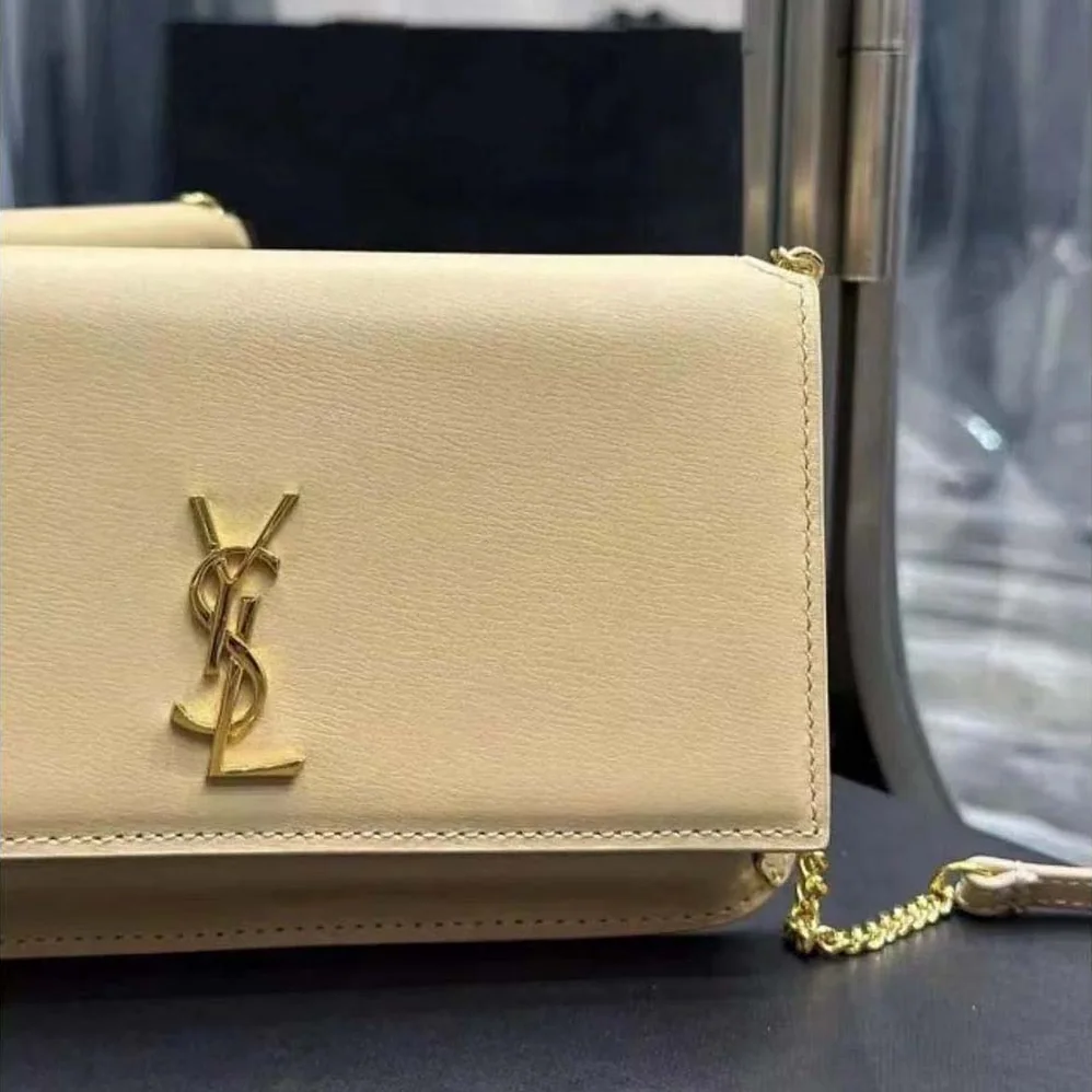 Saint Laurent YSL Cassandre Phone Holder in Smooth Leather for Women in Sandy Saint Laurent YSL Cassandre Phone Holder in Smooth Leather for Women in Sandy