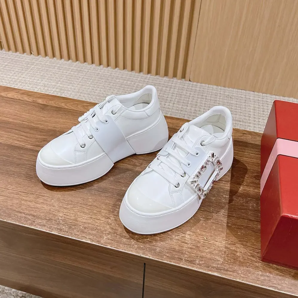 Roger Vivier Viv Skate Sneakers In Calfskin Nappa Leather White for Women Roger Vivier Viv Skate Sneakers In Calfskin Nappa Leather White for Women