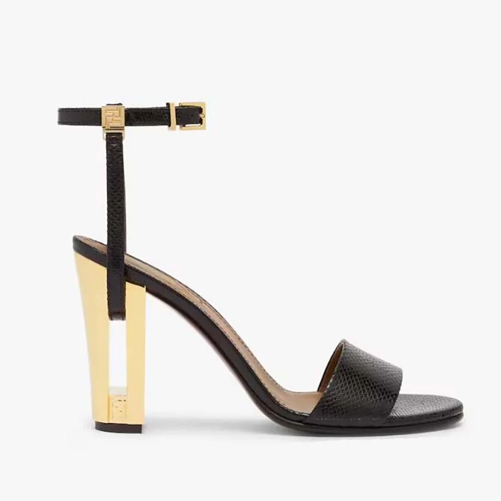 Fendi Delfina Black Karung High for Women in heeled Sandals Fendi Delfina Black Karung High for Women in heeled Sandals