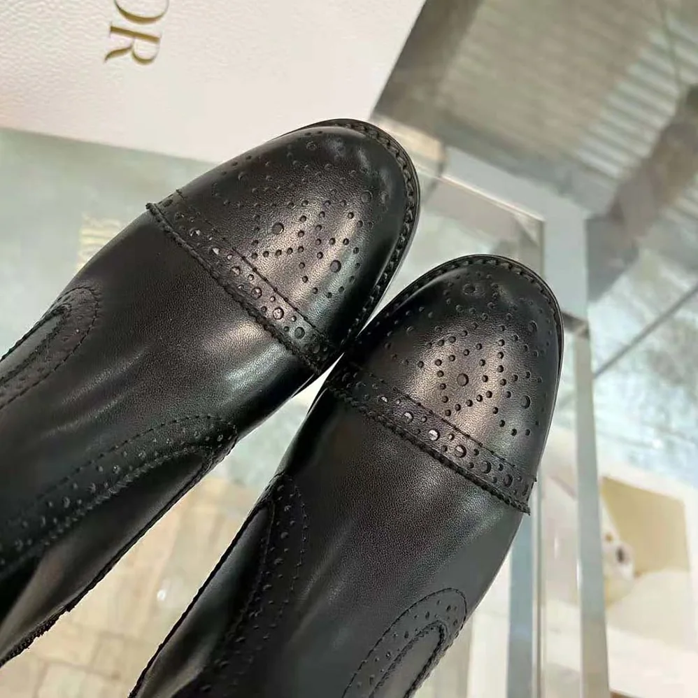 Dior D-Folk Heeled Ankle Boot Black Perforated Calfskin for Women Dior D-Folk Heeled Ankle Boot Black Perforated Calfskin for Women