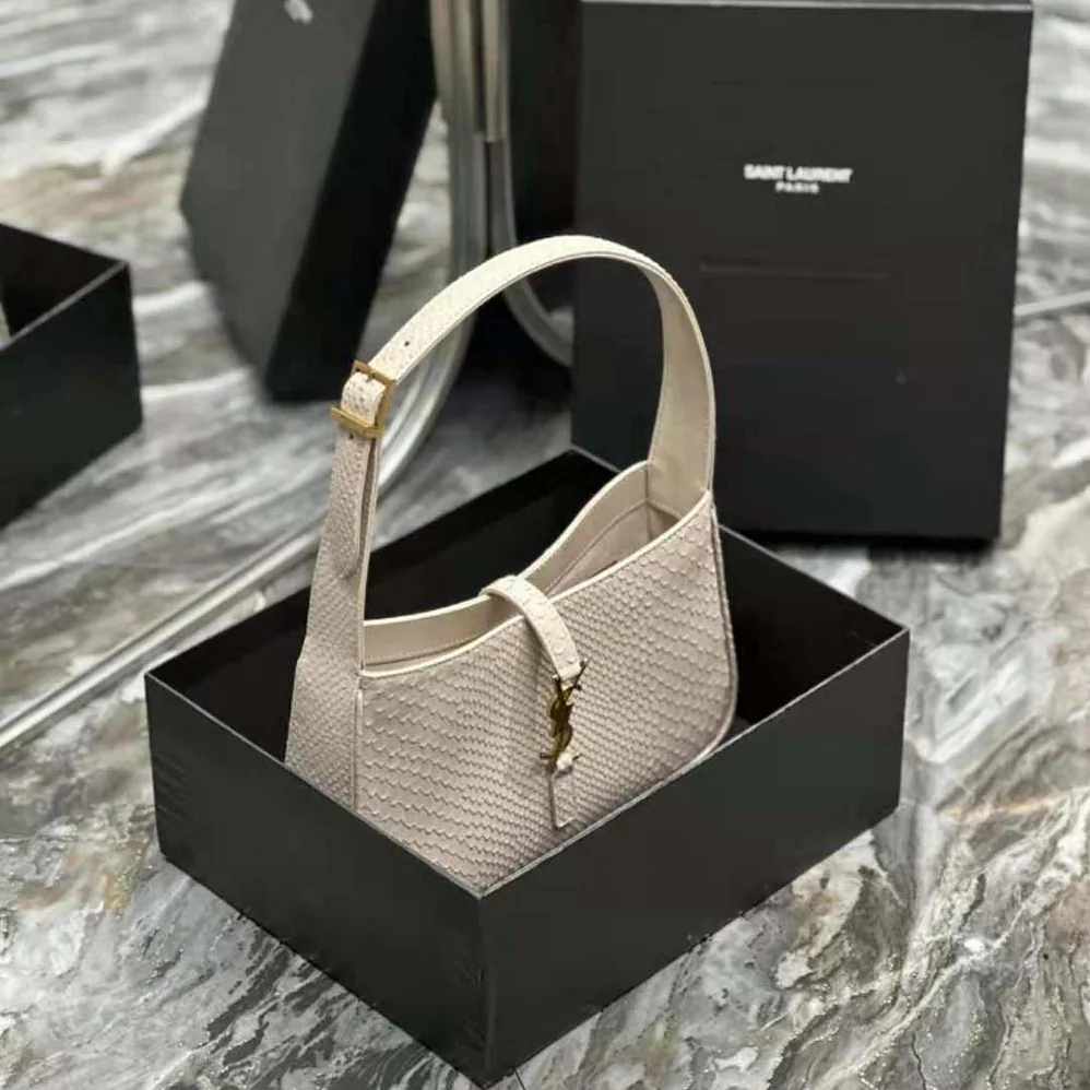 Saint Laurent YSL Le 5 A 7 Hobo Bag in Python for Women in White