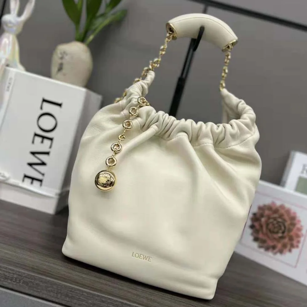 Loewe Small Squeeze Bag in Nappa Lambskin for Women in White Loewe Small Squeeze Bag in Nappa Lambskin for Women in White