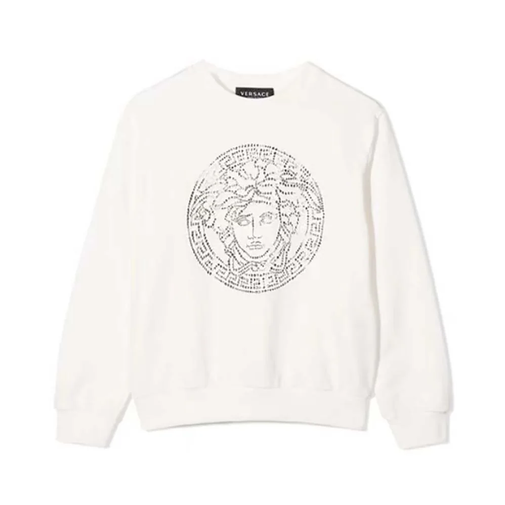 Versace Embroidered Medusa Sliced Sweatshirt for Men in White