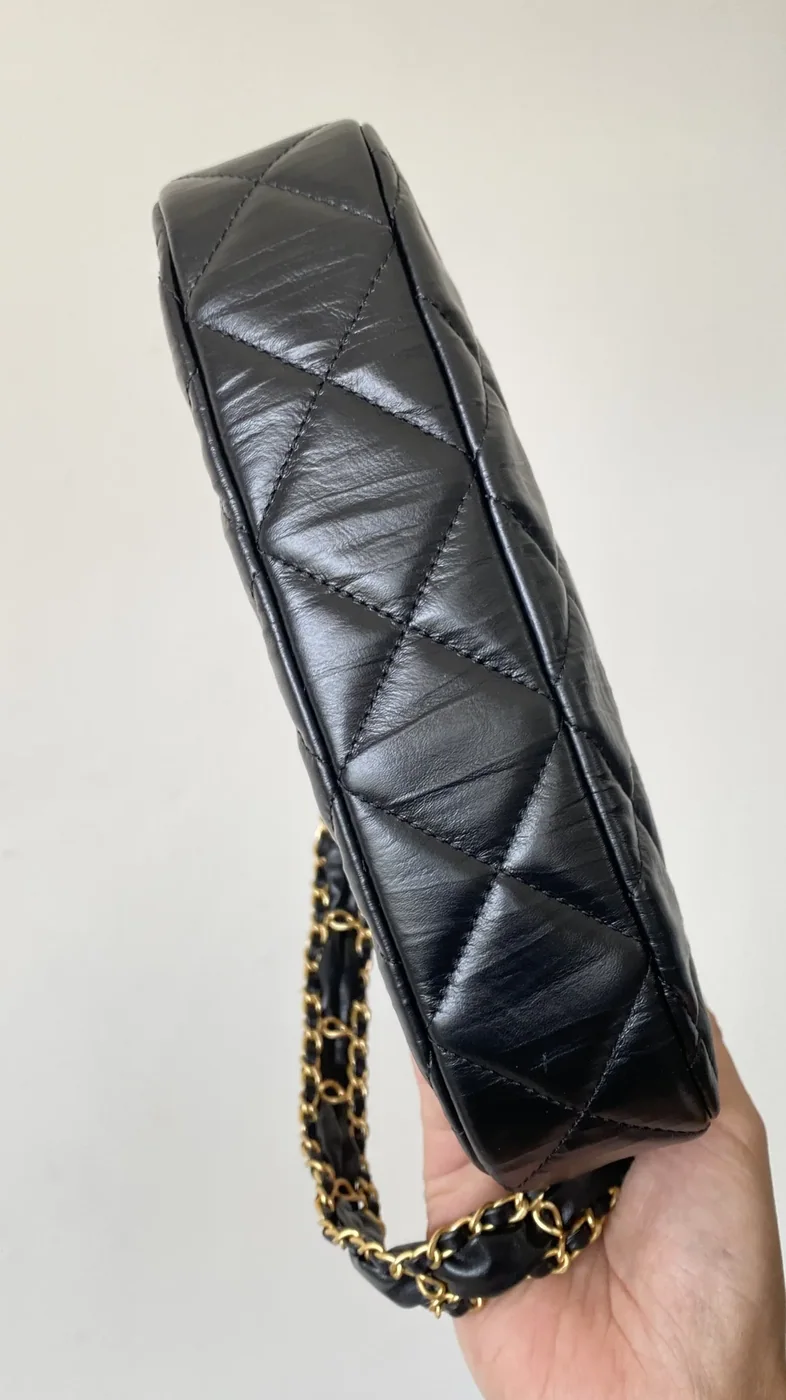 Chanel CC Hobo Bag in Black Gold Hardware