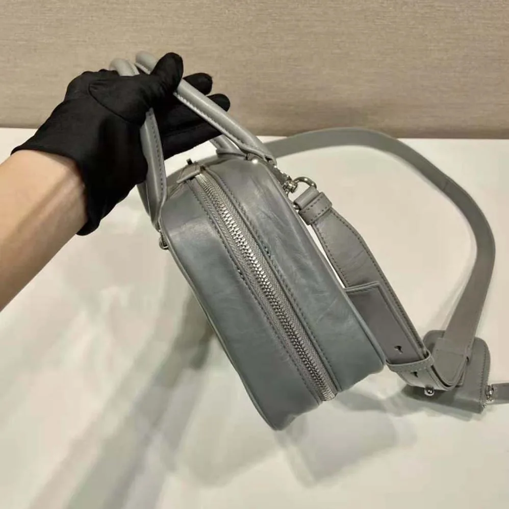 Prada Medium Antique Nappa Leather Top Handle Bag for Women in Gray Prada Medium Antique Nappa Leather Top Handle Bag for Women in Gray