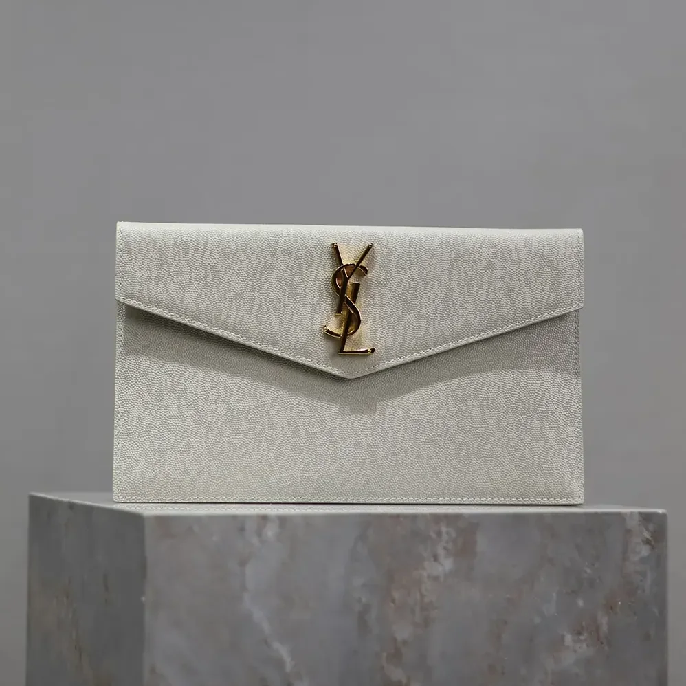 Saint Laurent YSL Uptown Pouch in Grain De Poudre Embossed Leather for Women