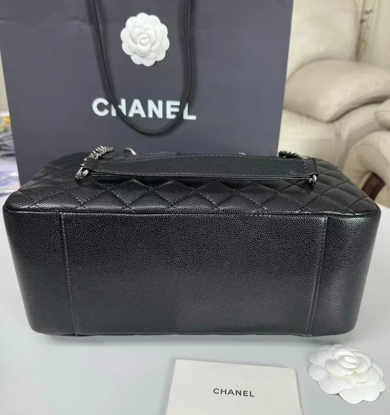 Chanel Classic Large Tote Bag in Black Silver Hardware