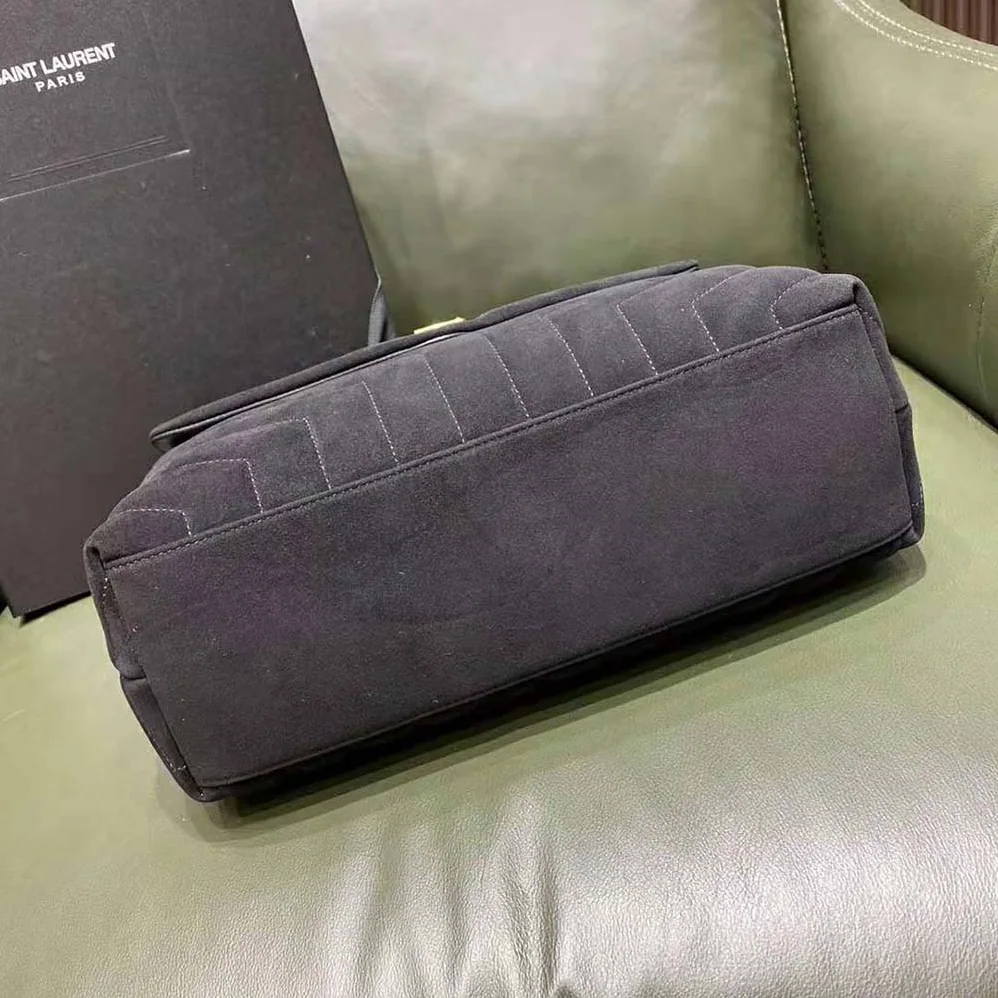 Saint Laurent YSL Loulou Medium Chain Bag in “Y”-Quilted Suede for Women in Black
