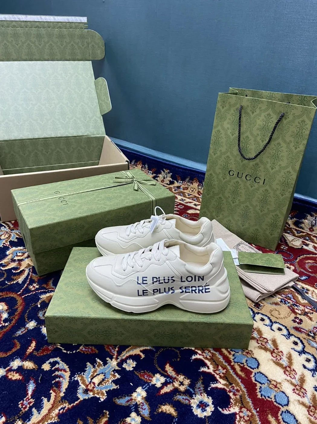 Gucci Rhyton Sneaker With Anchor White Ivory for Men Gucci Rhyton Sneaker With Anchor White Ivory for Men