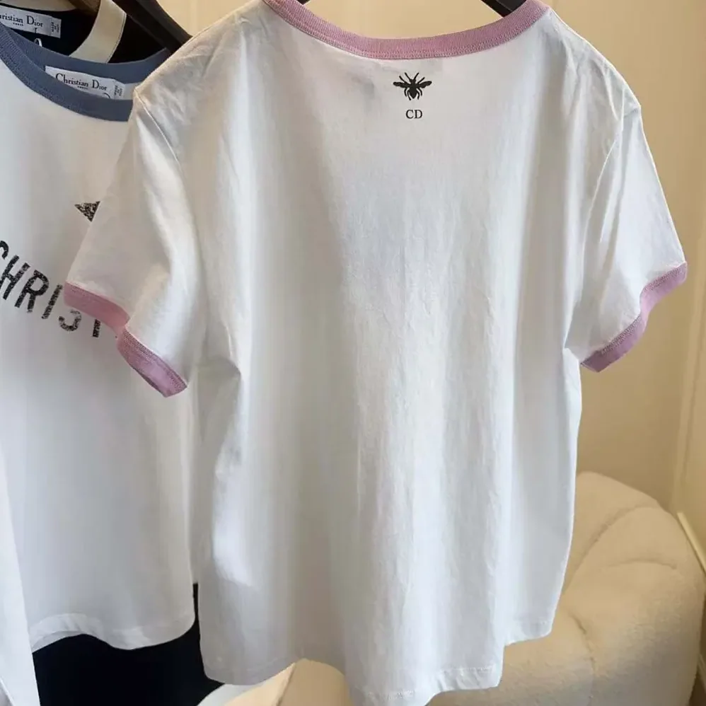 Dior Dioriviera T-Shirt Ecru and Pink Cotton Jersey for Women